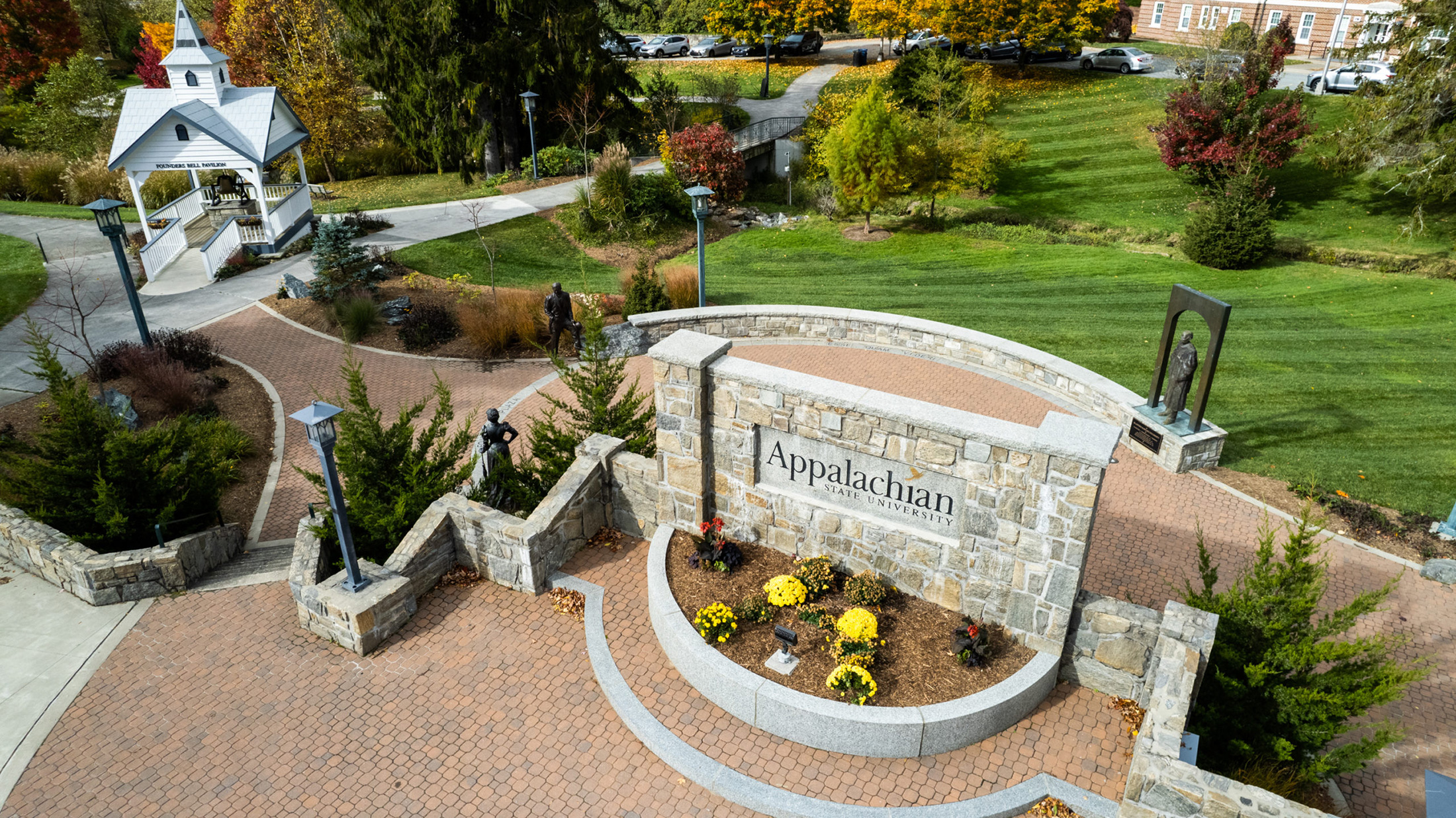 App State sign and campus view