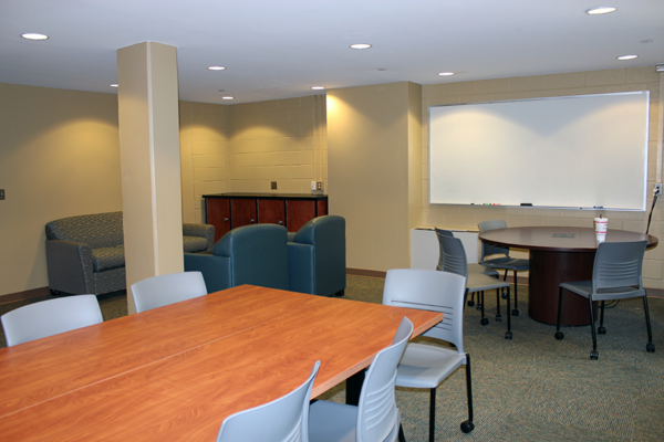 Study room with various seating